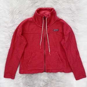Vineyard Vines Pink Coral Orange Tonal Striped Full Zip Shep Shirt Jacket